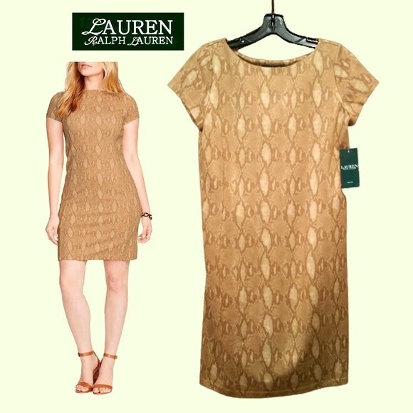 Lauren Ralph Lauren NEW Old Money Python Snake Sheath Dress PS - Picture 1 of 11